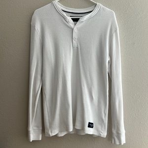 Abercrombie & Fitch White Long Sleeve Thermal Waffle Henley